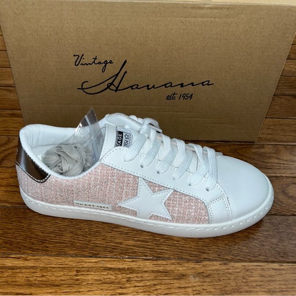 Vintage Havana Carla Pink Tweed Fashion Sneakers Women’s Size 7.5 - Picture 2 of 11